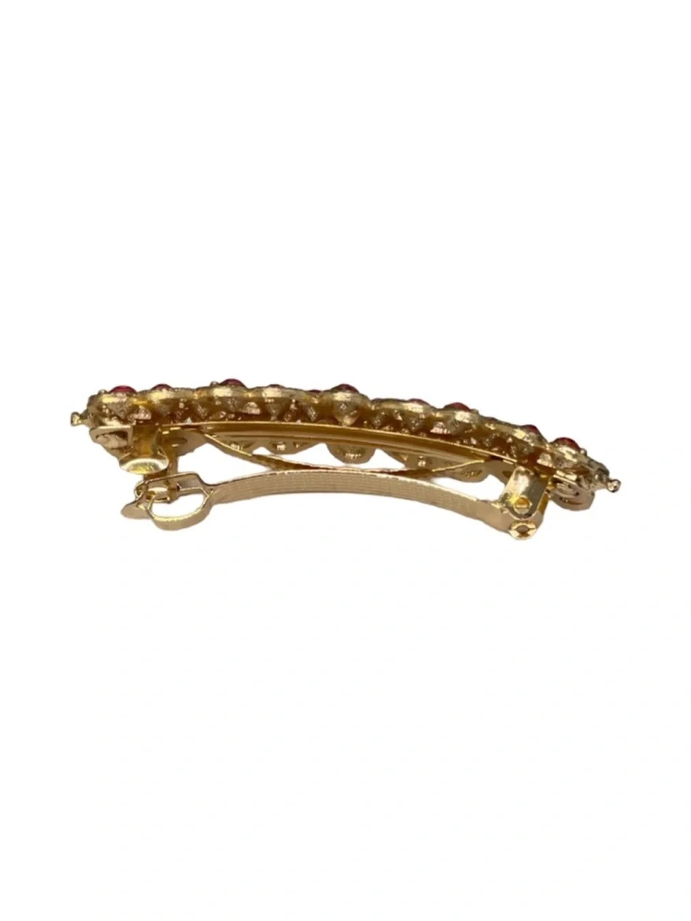 Gold-Tone Pink Crystal Barrette Hair Clip FINAL PRICE DROP